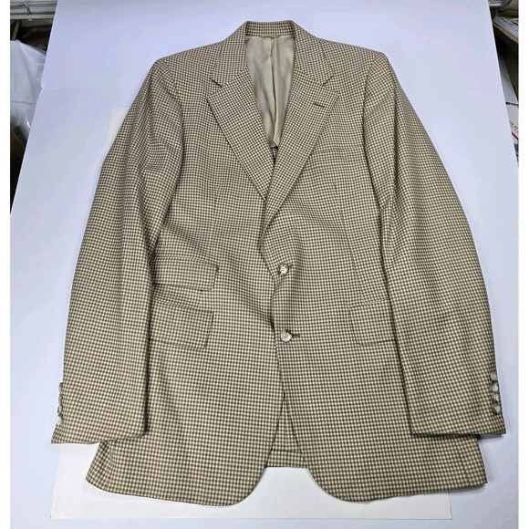 Chaps Ralph Lauren Brussells Blazer Suit Jacket Houndstooth Subtle Plaid 38